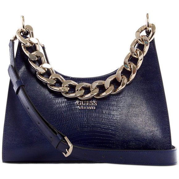 GUESS Tullia Handbag - NAVY SNAKE PRINT Dark Blue Animal Print Office Siren - Picture 1 of 12
